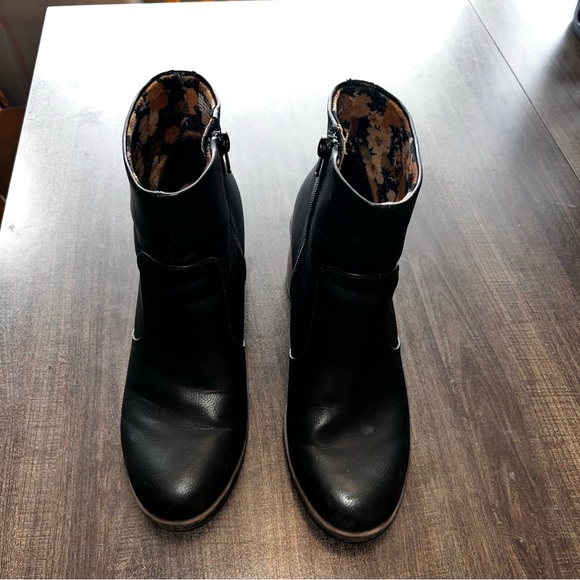 Korks Platform Clog Boots Sz 7 Black faux Leather Y2k Chunky High Block Heel - Picture 2 of 6